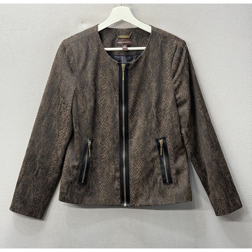 Dana Buchman Women's Sz 10 Snake Skin Prints Full Zip Casual Dressy Lined Jacket